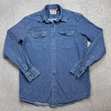 Wrangler Denim Shirt Adult Small Blue Western Cowboy Rodeo Ranch 90s USA Men