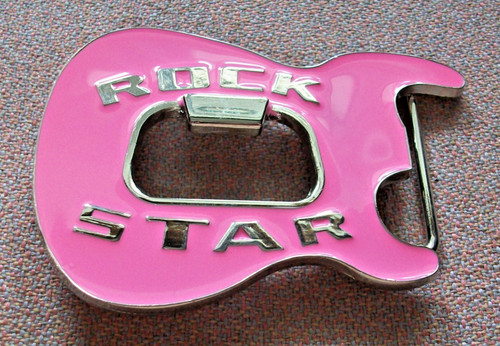 Pink rock star guitar belt - pink,