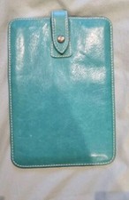 Filofax Malden Blue/ Green Teal eReader Case Leather Pop Button Fastening iPad