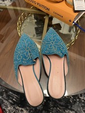 Pretty Ballerinas Leather Suede Mules Size 6Uk, MadeIn Spain good Preowned 