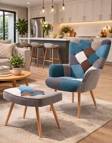 Patchwork accent chair with - accent,