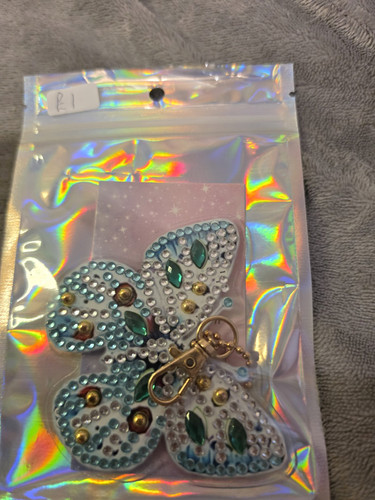 Blue rhinestone butterfly - blue,