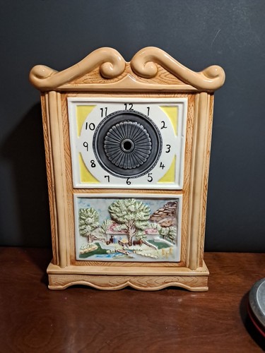 Vintage ceramic mantel clock - mantel,