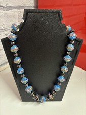 VINTAGE BLUE / WEDDING CAKE NECKLACE ( Murano Venetian Beads)