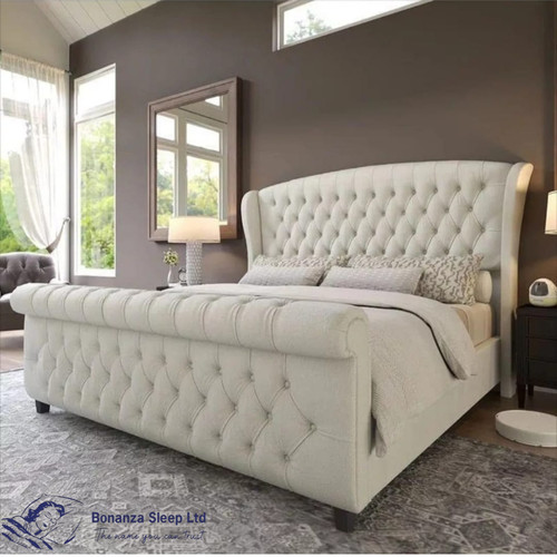 Chesterfield bed frame winged - bed,