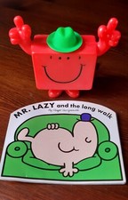 McDonald's Happy Meal Toy 2003 Mr Men Plastic Toy & Book Mr Lazy Vintage 