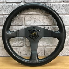 Genuine Momo Hella D35, 350mm black leather, 3 spoke steering wheel. SUPERB!  8A