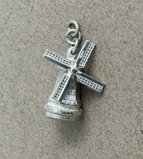 1960s VINTAGE STERLING SILVER WINDMILL CHARM ARTICULATED pendant bracelet