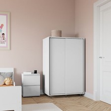 120cm 2 Sliding Doors Wardrobe Bedroom Storage Closet Hanging Rail Cupboard Unit