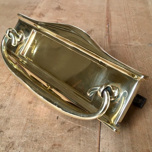 Antique brass letter box plate - brass,
