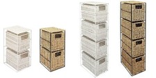 2/4 Drawer Seagrass/White Resin Storage Unit Tidy Office Cabinet Home Organiser