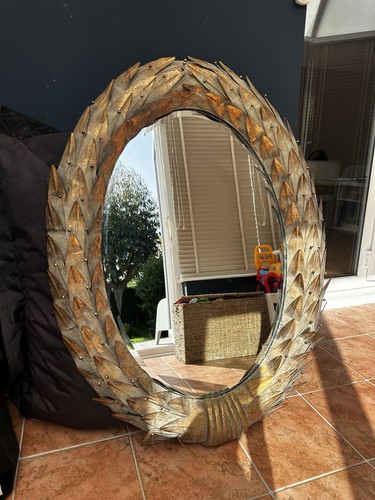 Decorative metal leaf mirror - decorative,