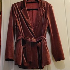 Ladies Dress Jacket Velvet Look Size 18 Single Breasted One Button & Belt