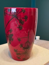 Large 9" height × 5.5" diameter Crimson Red and black pottery vase