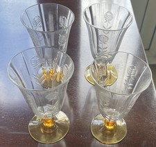  4 Vintage Art Deco Etched