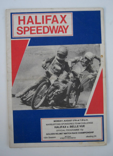 Halifax speedway programme - programme, vs