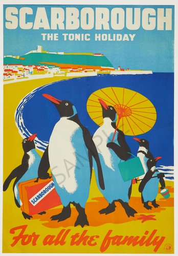 Vintage travel poster penguins - vintage,