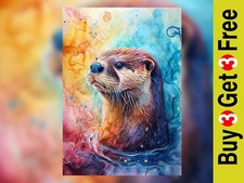 Watercolor Otter Print 5"x7"
