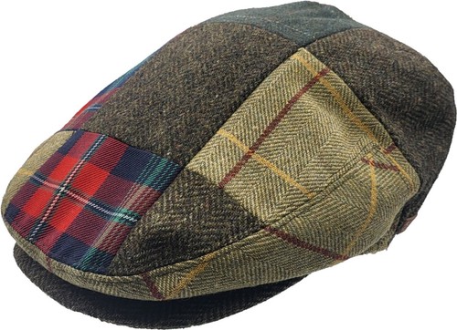 Wool patchwork flat cap - patchwork,