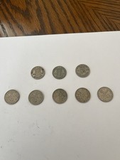 Bulk Job Lot of Old English Coins Shillings, Sixpence, Three Pence