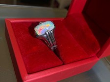 Natural Opal Gemstone with 925 Sterling Silver Ring for Men's #3057