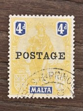 Malta 1926 4d Yellow Bright