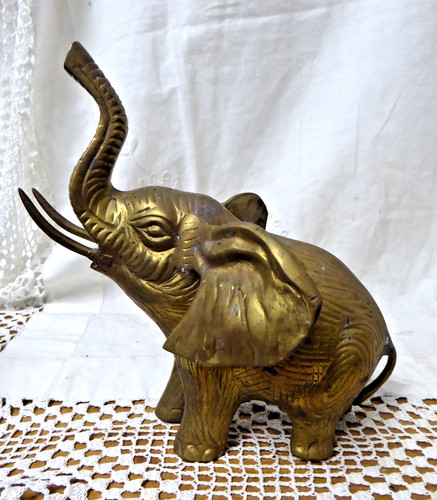 Vintage solid brass - solid, elephant