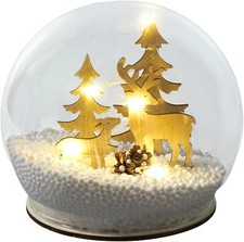 Lightup LED Snow Globe with Reindeers Christmas Decoration Ornament Festive Xmas