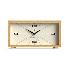 Newgate® Lemur Alarm Clock Bamboo Wood Retro Arabic Dial Silent Quartz