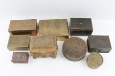 Boxes Antique Vintage Metal Brass Silver Plate Trinket Cigarette Box