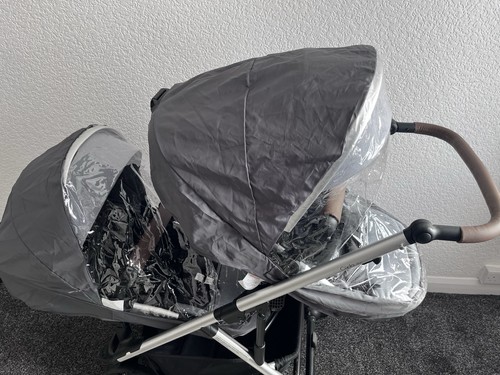 Grey black double - , pushchair