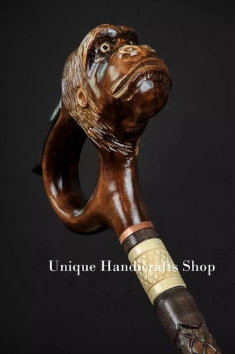 Monkey handle wooden walking - monkey,