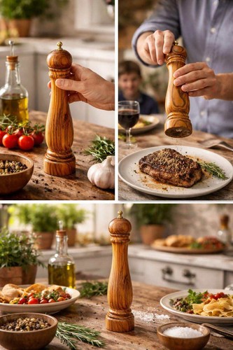 Olive wood salt pepper - salt,