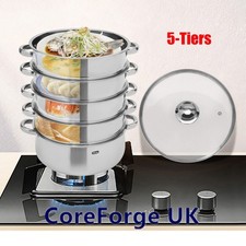 5 Tier Large Stainless Steel Steam Cooker Steamer Pan Cook Food Veg Pot Set 28cm