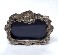 Silver Plated Miniature Photo Frame / Flower Design / 4cm x 5.5cm