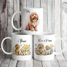 Lovely Personalised Labradoodle Puppy Dog Mug, 3 Designs Optional Coaster Gift