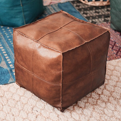 Square moroccan leather - moroccan,