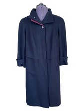 Hensel & Mortensen Overcoat Long Navy Blue Wool Alpaca Blend Ladies UK 14 VGC