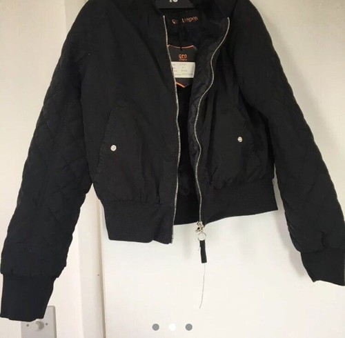 Black quilted bomber jacket - black,