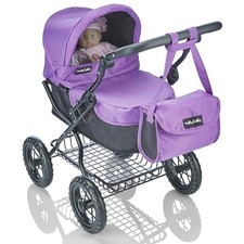 Molly Dolly Dolls Pram - Girls Adjustable Toy Stroller Pushchair For Girls