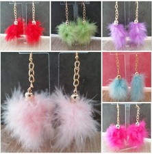 Fluffy feather earrings jewellery party favours Dangle hook