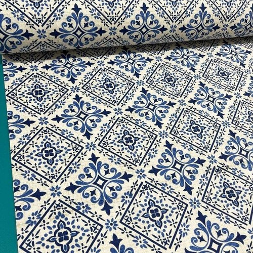Ethnic upholstery fabric blue - fabric,,
