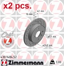 X2 PCS REAR BRAKE DISC ROTOS X2 PCS SET 430.1484.52 ZIMMERMANN I