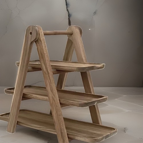 Wooden tier serving stand - wooden,