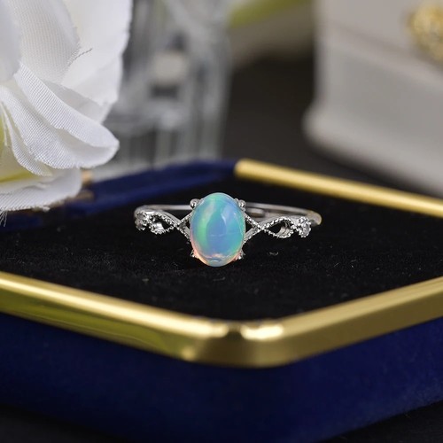 Natural opal rings adjustable - natural,