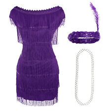 1920'S PURPLE DELUXE FLAPPER FANCY DRESS COSTUME ADULTS CHARLESTON GATSBY TASSEL