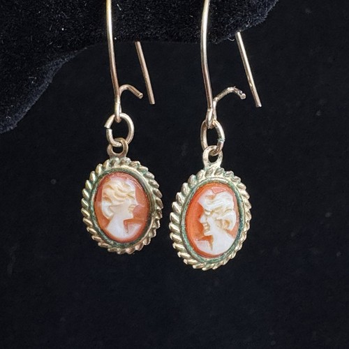 Vintage cameo dangle earrings - vintage,