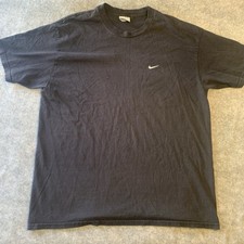 Vintage 90s Mens Tee Cotton Plain V Neck Black Nike T-Shirt - XLarge