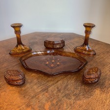 Vintage 6 Piece Amber Glass