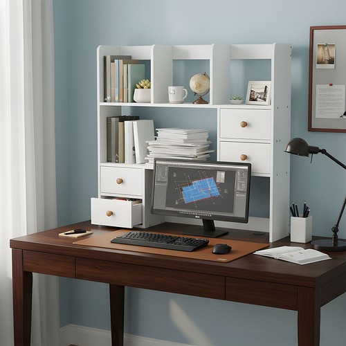 Wood desktop bookshelf storage - wood,